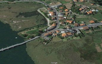 Imaxe aérea da estrada no remate na Ponte Nafonso