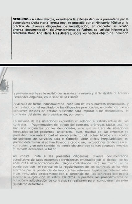Resolución da alcaldía sobre a denuncia contra o alcalde de Padrón